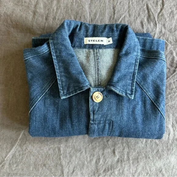 Women's Blue Denim Trench Coat - Unknown Brand - Picture 3 of 3